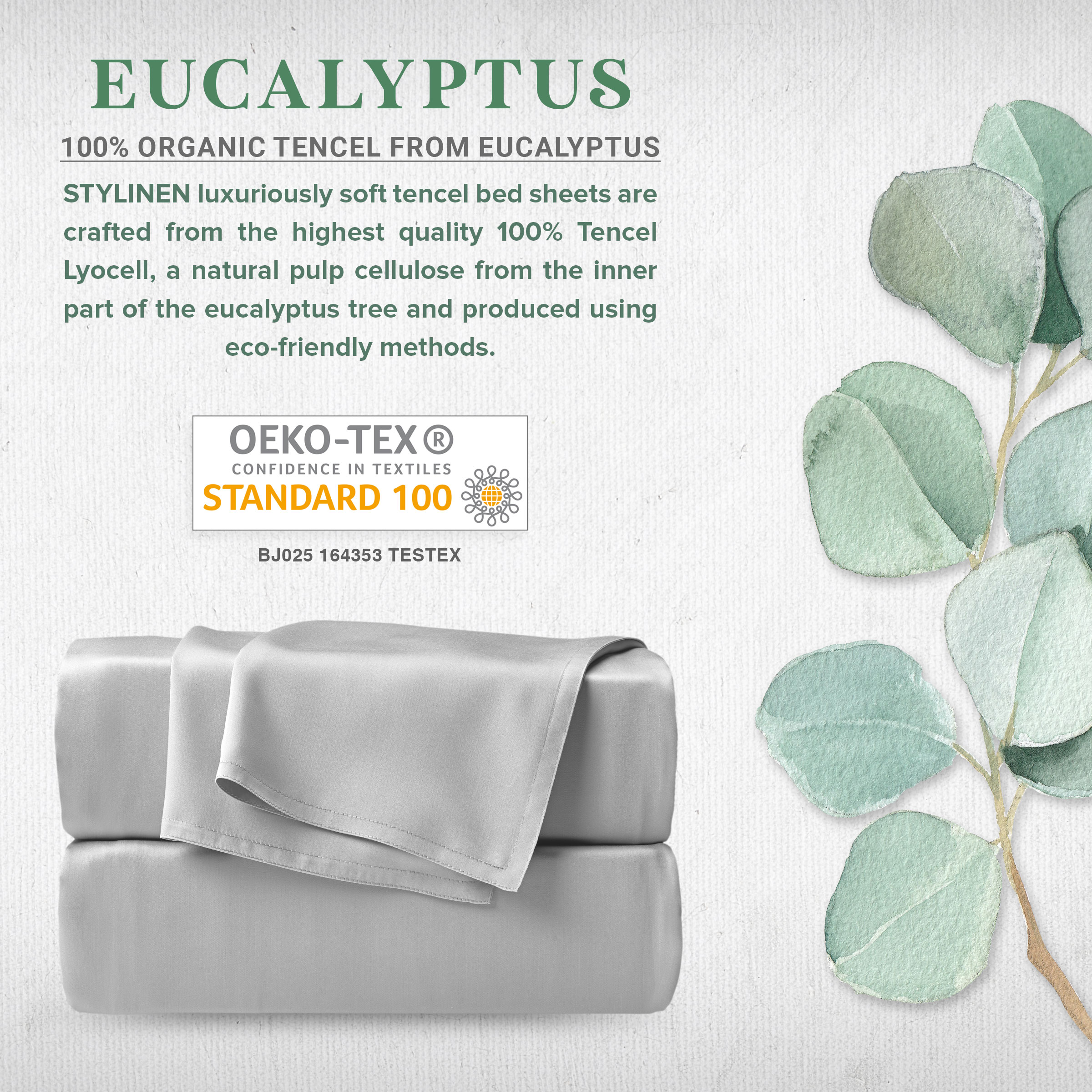 Sleeptone Bed Sheets Set - 6 Piece - Eucalyptus Unique Tencel