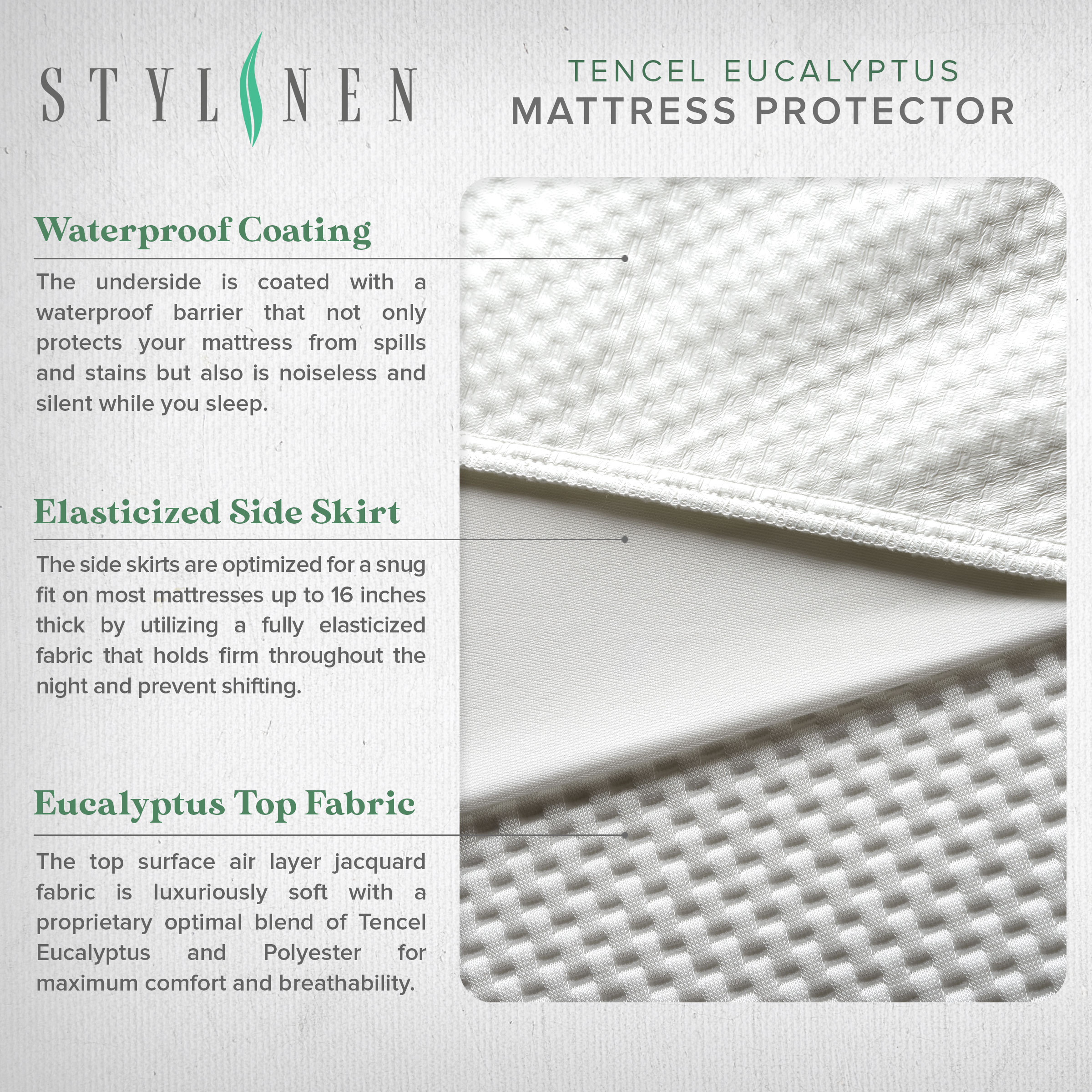 STYLINEN Tencel Eucalyptus Waterproof Mattress Protectors